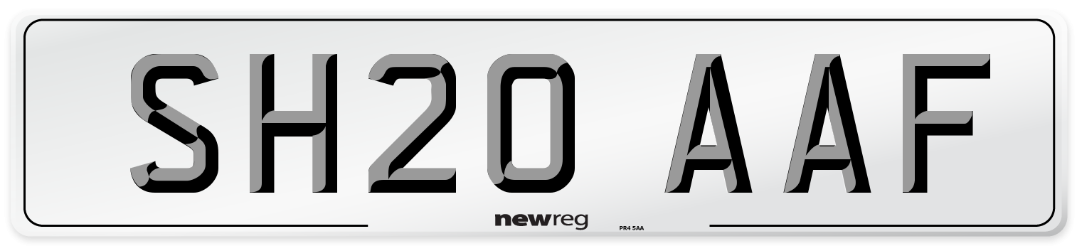 SH20 AAF Number Plate from New Reg